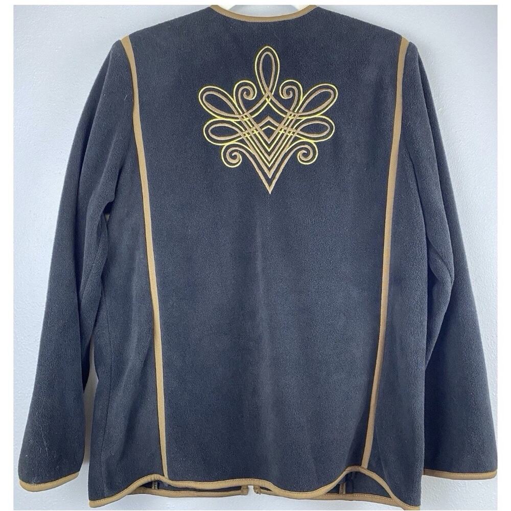 Bob Mackie Sz S Wearable Art Fleece Jacket L/S Women's Embroidered Full Zip - Picture 3 of 8